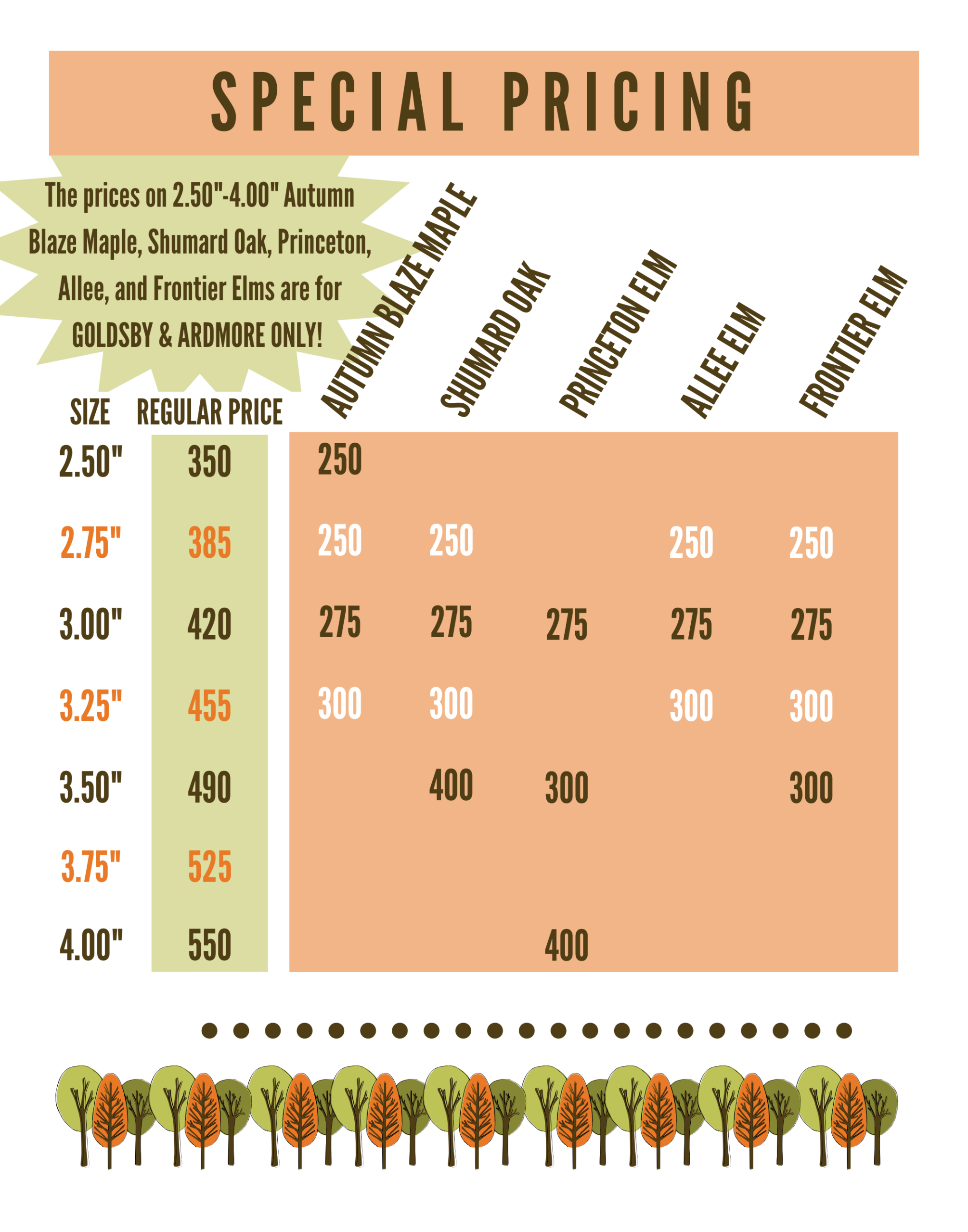 2025 Fall Tree Sale Special Pricing (2) 2025 Fall Tree Sale Special Pricing